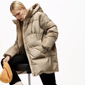 Winter Jacket Beige Long Puffer Jacket Women's Zara Zara Down